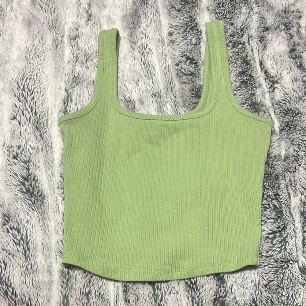 Green Ribbed Tank Top